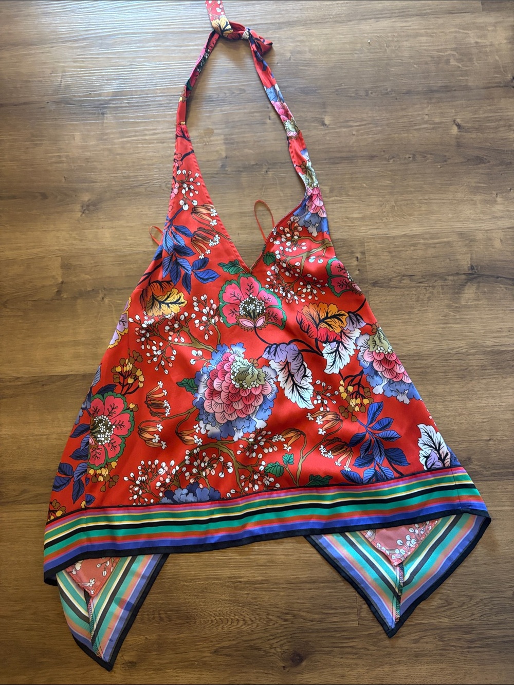 Express Red Floral Halter Tank Top